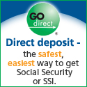 GoDirect logo stating, "Direct deposit - the safest way to get Social Security or SSI."