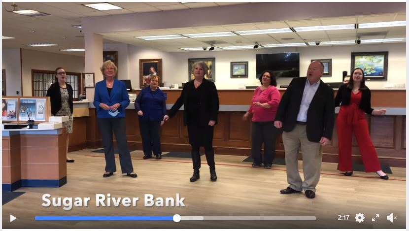 newport sugar river bank employees lip sync to Lean on Me